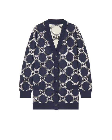 Reversible GG wool jacquard cardigan 